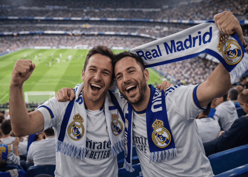 dos-aficionados-felices-del-real-madrid-animando-al-equipo-en-las-gradas-de-un-estadio
