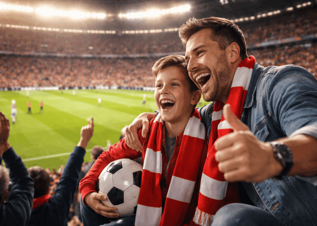 un-padre-y-su-hijo-felices-viendo-un-partido-de-futbol-en-las-gradas-de-un-estadio