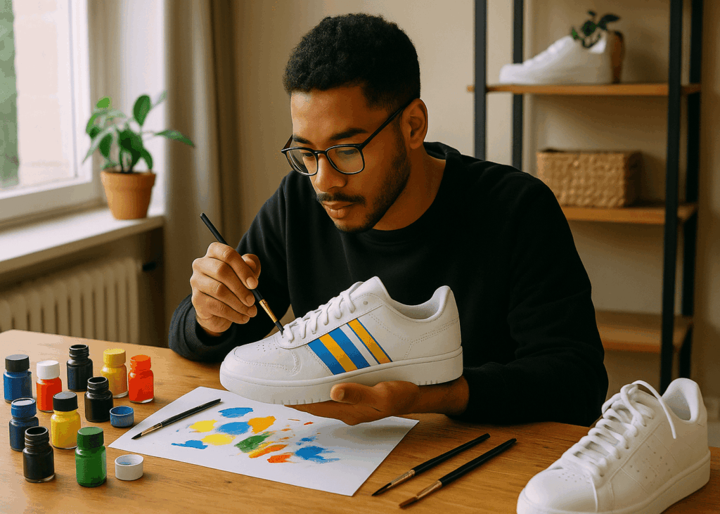 hombre-pintando-un-par-de-zapatillas