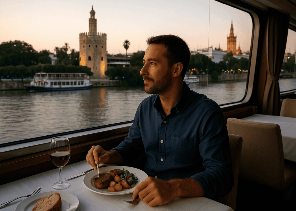 hombre-que-cena-en-un-barco-con-vistas-detrás