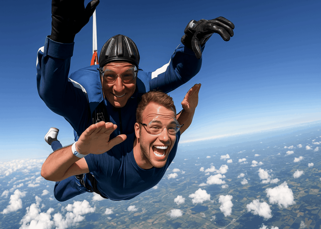 hombre-que-hace-un-salto-en-paracaidas-con-un-instructor
