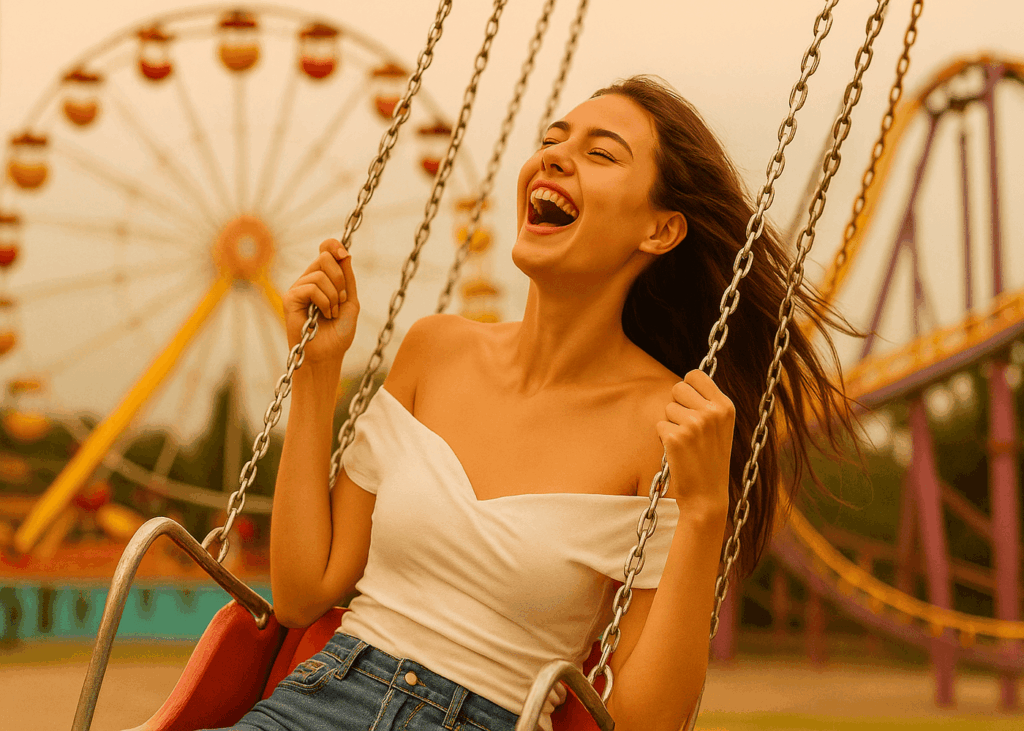 mujer-que-rie-en-una-atraccion-en-un-parque-tematico