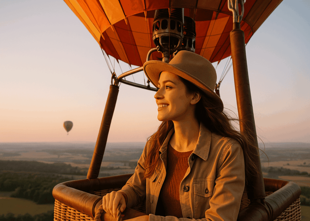mujer-que-sonríe-en-una-góndola-durante-un-vuelo-en-globo-aerostático