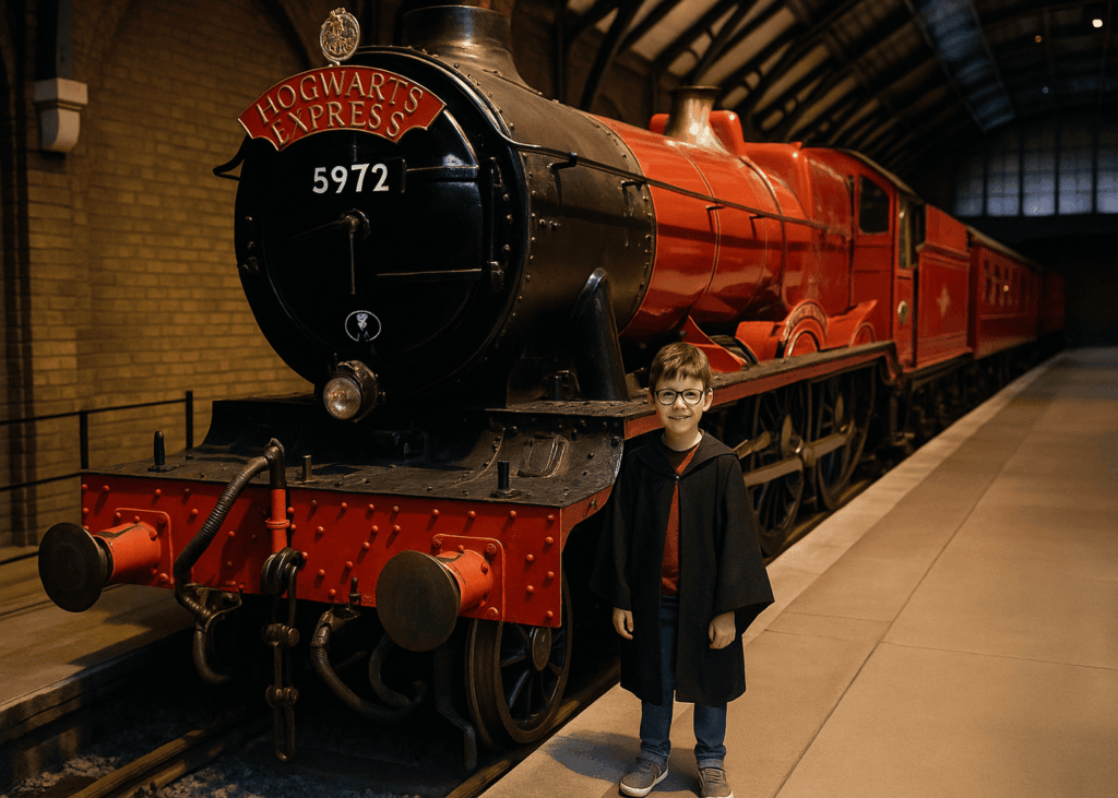 nino-delante-del-hogwarts-express-en-los-estudios-harry-potter