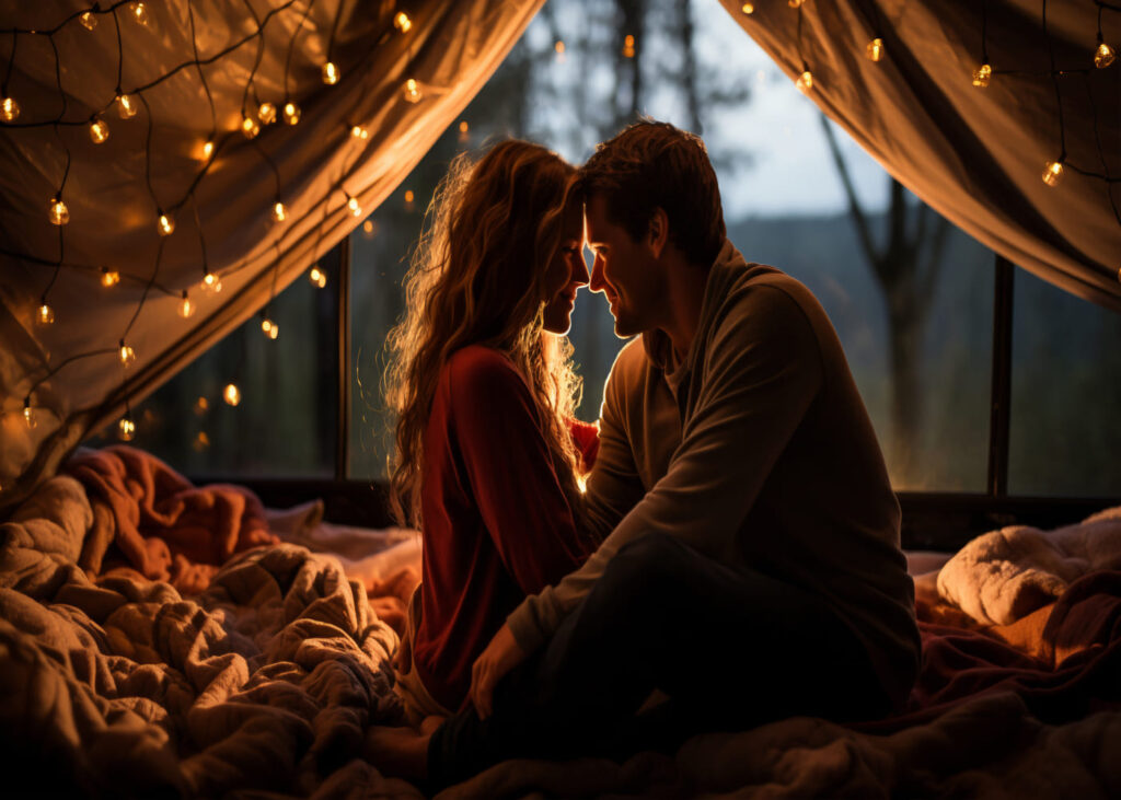 pareja-que-se-abraza-en-una-tienda-con-guirnaldas