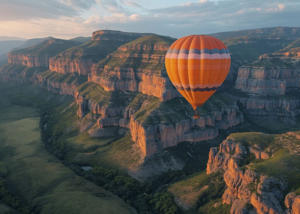 Vuelo en globo aerostático sobre las montañas - regalo de aventura para padres