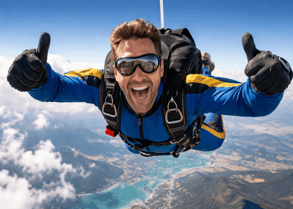 hombre-feliz-que-levanta-los-dos-pulgares-en-el-aire-y-que-hace-un-salto-en-paracaidas
