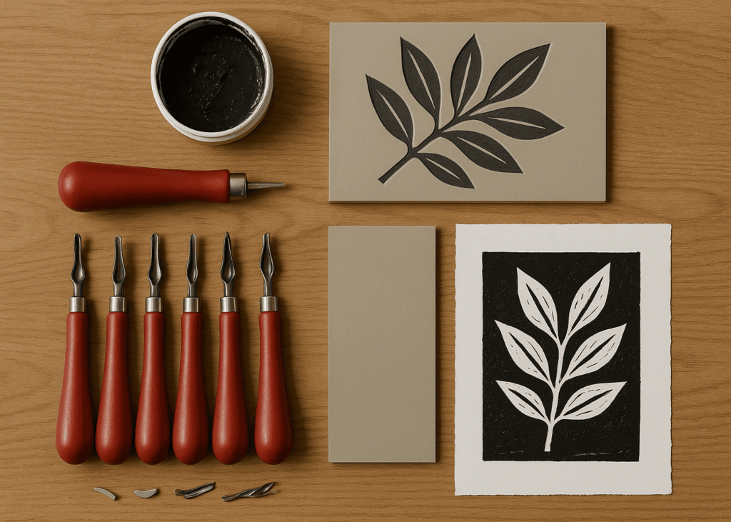 kit-de-linograbado-sobre-una-mesa