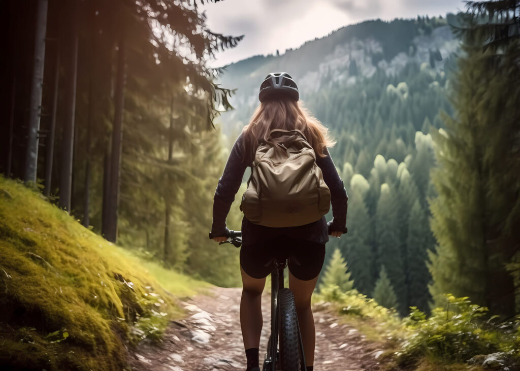 mujer-con-mochila-que-monta-en-bici-en-plena-naturaleza
