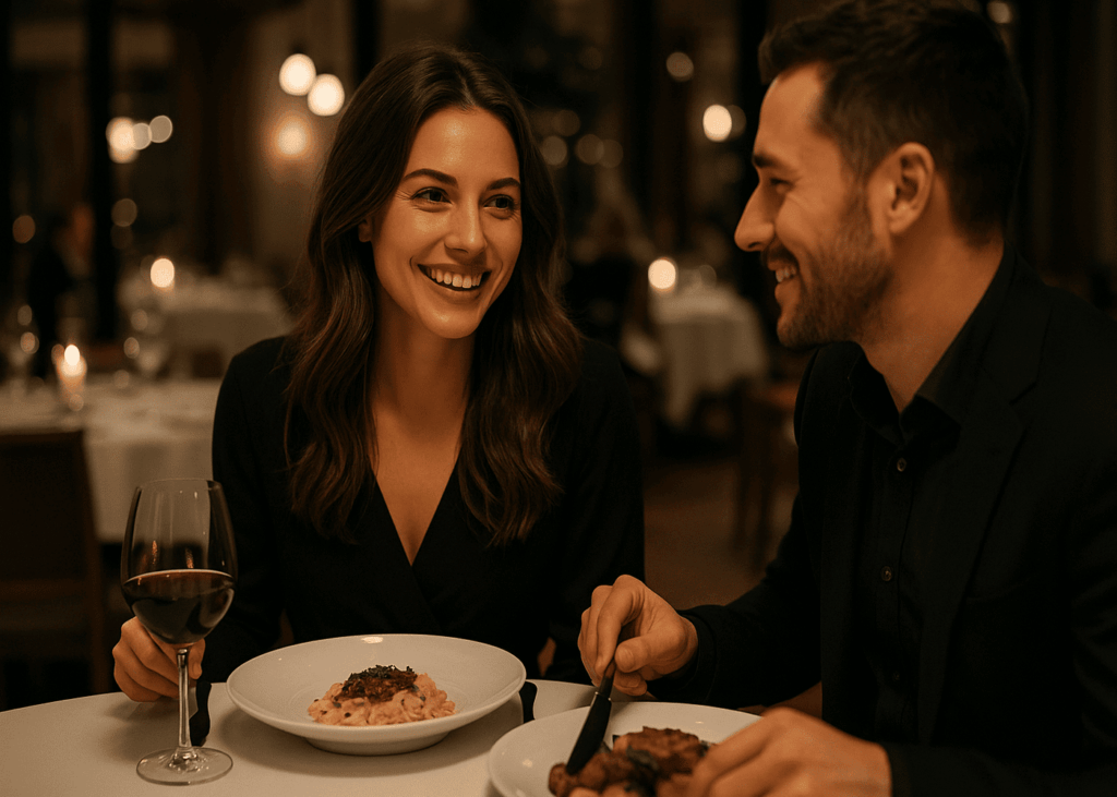 mujer-en-un-restaurante-gastronómico-con-su-pareja