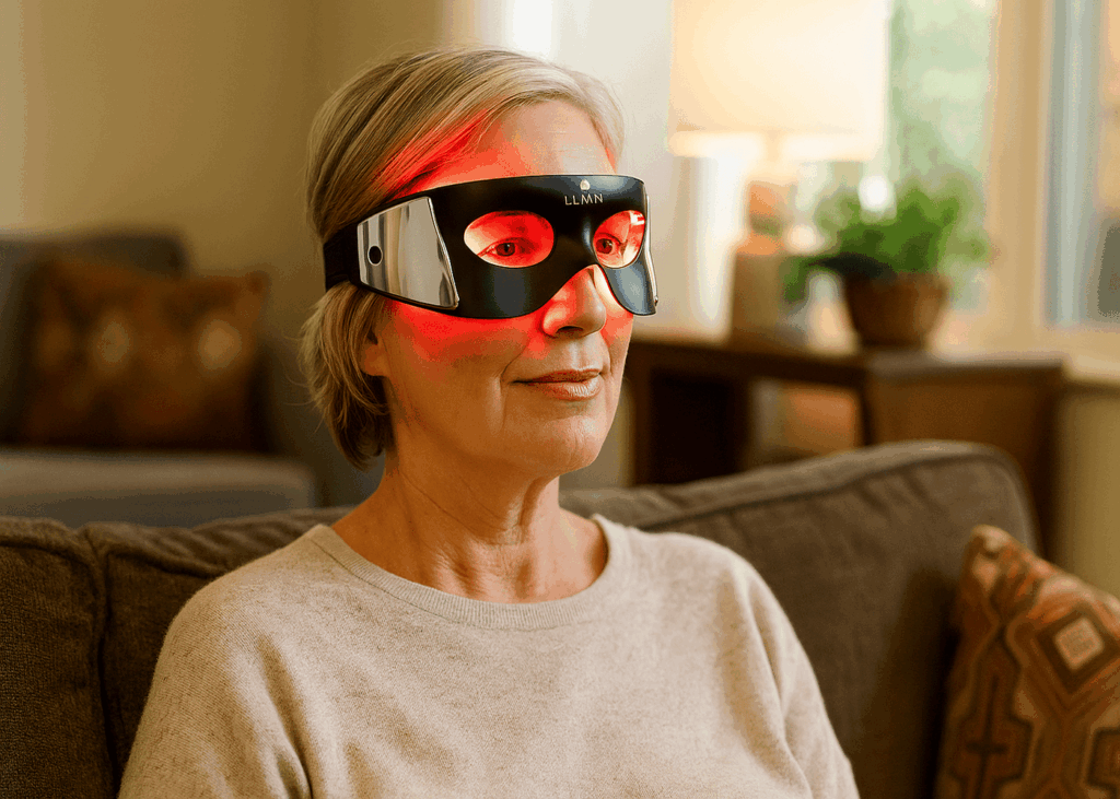 mujer-madura-que-utiliza-una-mascarilla-led-para-los-ojos-sentada-en-su-salón