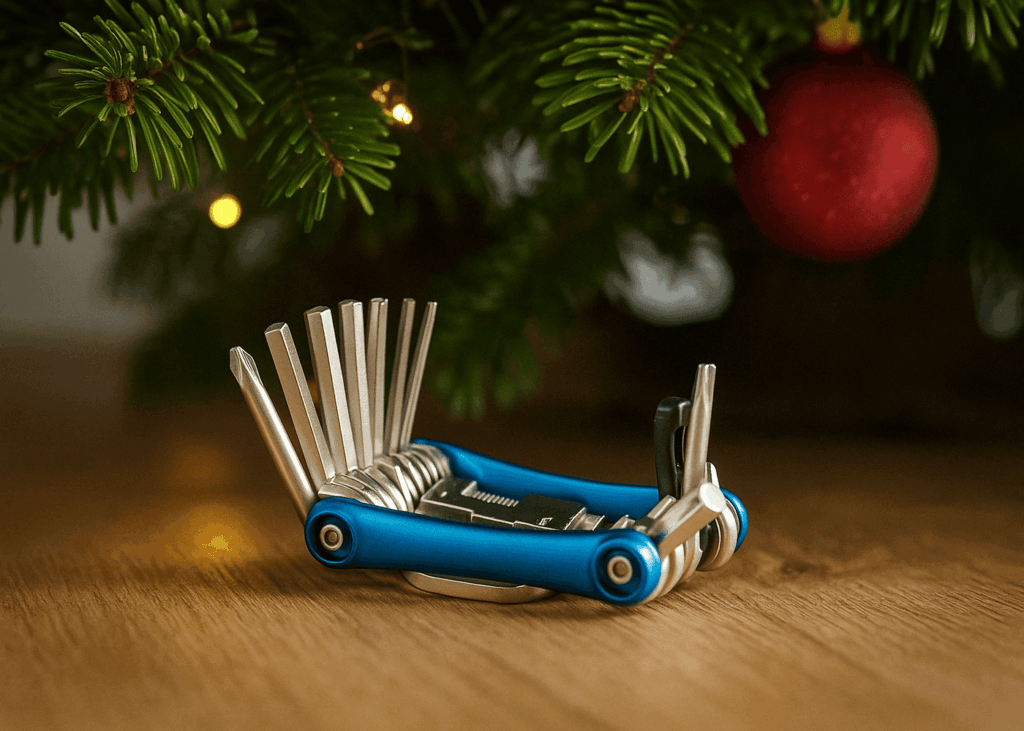 multiherramienta-de-bici-al-pie-de-un-arbol-de-navidad