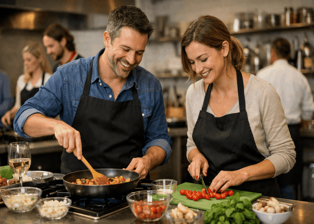 pareja-feliz-que-toma-una-clase-de-cocina-con-otras-personas