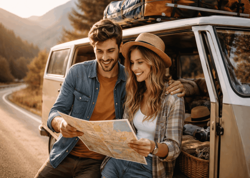 pareja-que-mira-un-mapa-de-carreteras-con-una-furgoneta-abierta-de-fondo