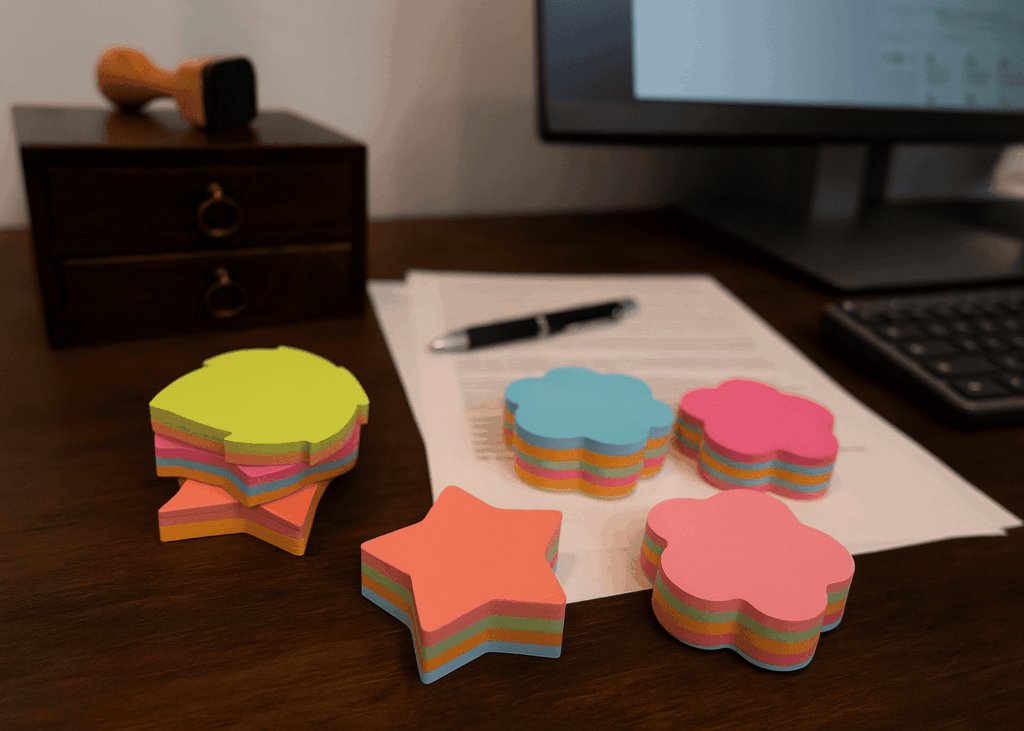 post-its-de-diferentes-formas-y-colores-colocados-sobre-un-escritorio-de-trabajo