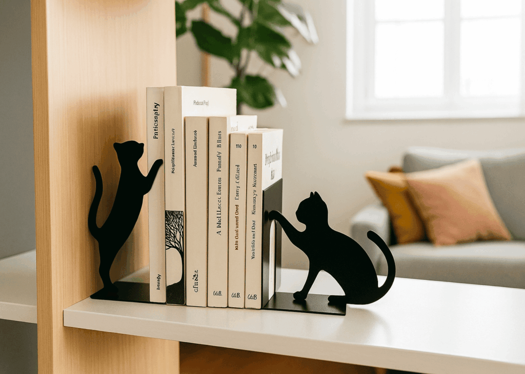 sujetalibros-en-forma-de-gato-que-sostiene-libros-sobre-una-estanteria