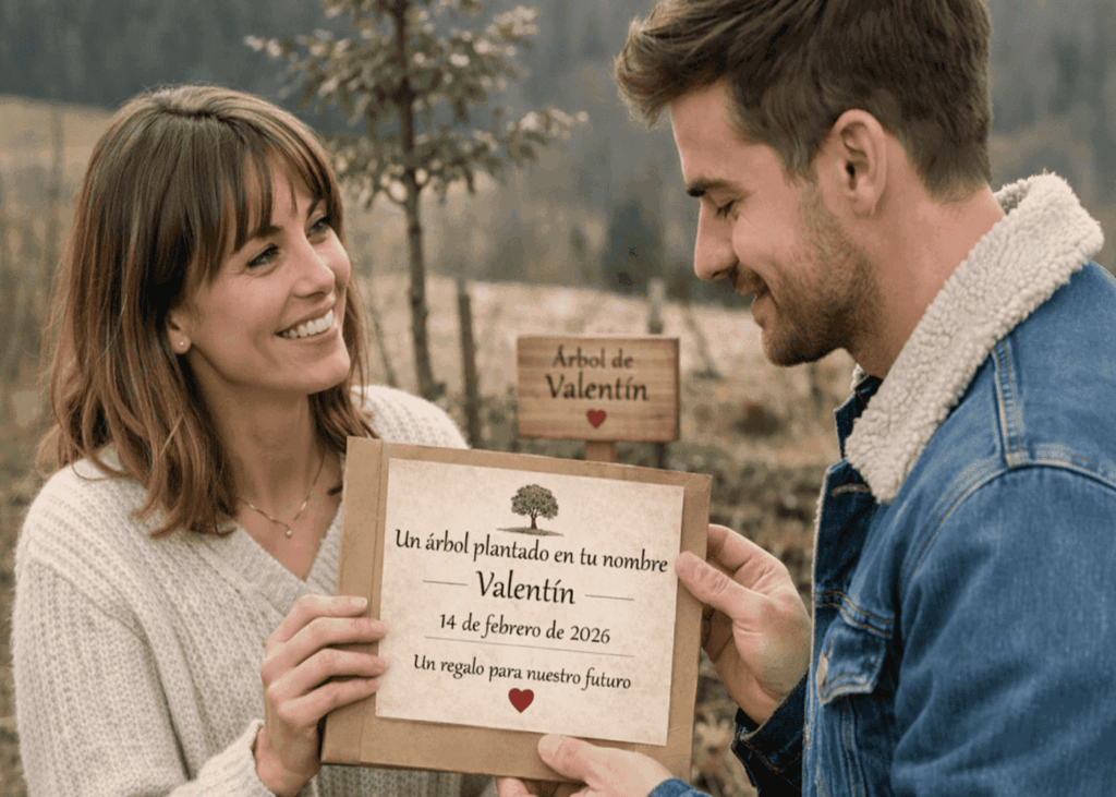 mujer-que-ofrece-un-arbol-plantado-en-honor-a-su-novio-a-su-novio
