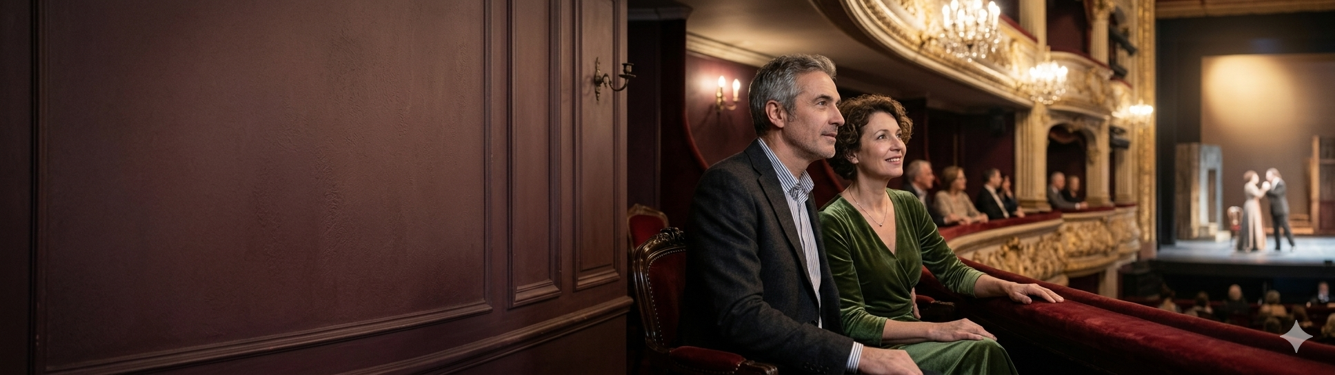 pareja asistiendo a una obra de teatro