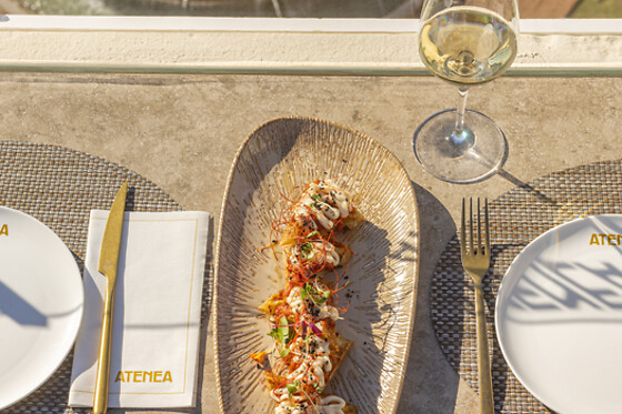 Una comida o cena gourmet para 2 en Restaurante Atenea Sky en Valencia